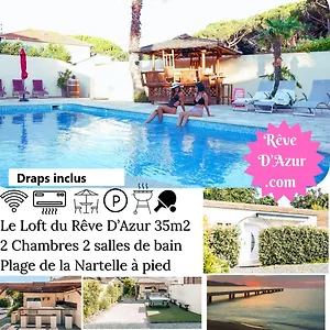 Reve D'azur En Bord De A La Nartelle Avec Piscine Dans La Residence, Terrasse, Bbq, 2 2 Sdb De 35m2 Draps Inclus Sainte-Maxime